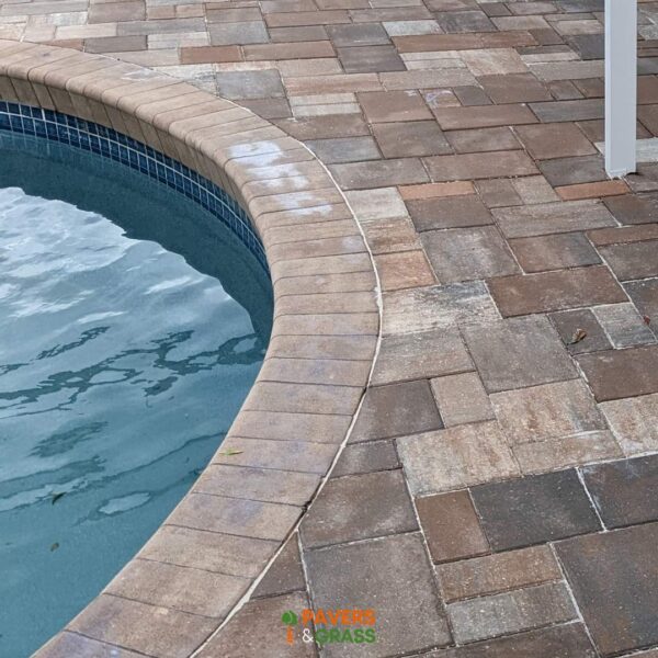 Installing Brown Pavers in a Pool Area