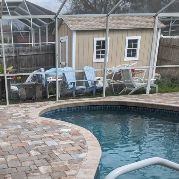 Installing Brown Pavers in a Pool Area