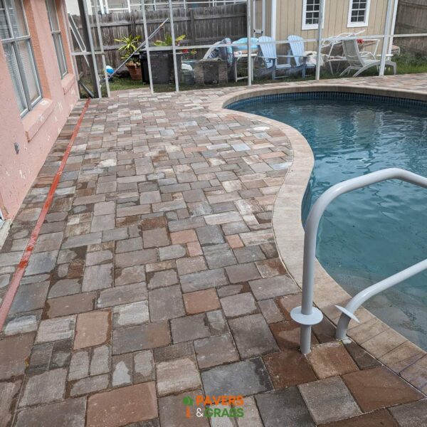 Installing Brown Pavers in a Pool Area