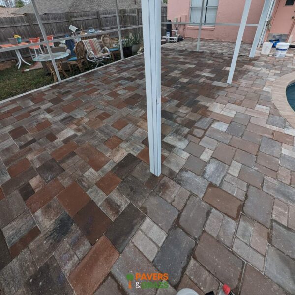 Installing Brown Pavers in a Pool Area