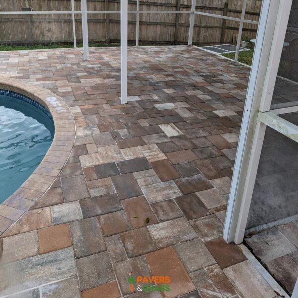 Installing Brown Pavers in a Pool Area