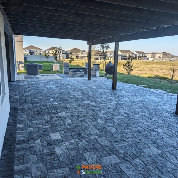 Fire pit, decorative wall and pavers charcoal white three sizes